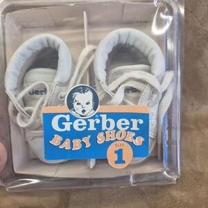 VTG Gerber Baby White Lace Up BabyShoes Infant Sz 1 pre-owned